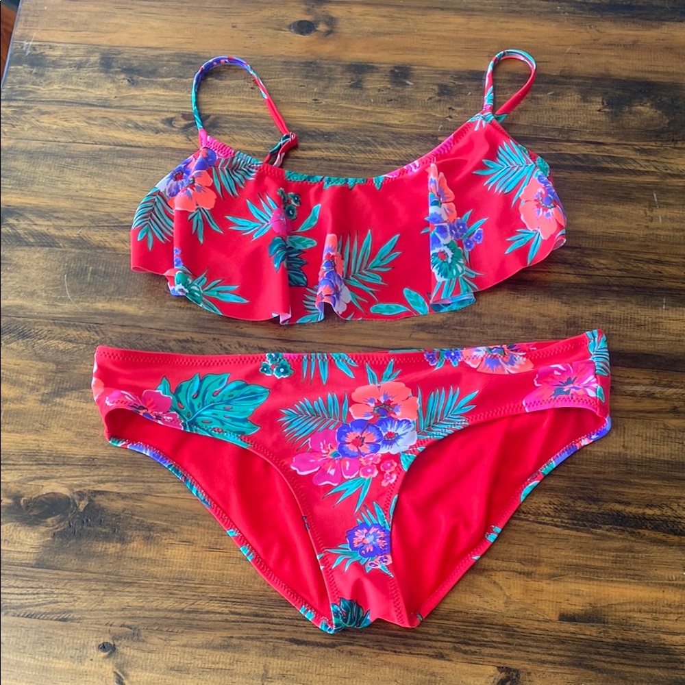 Old Navy Women’s Floral Red Swim Set❤️🌻